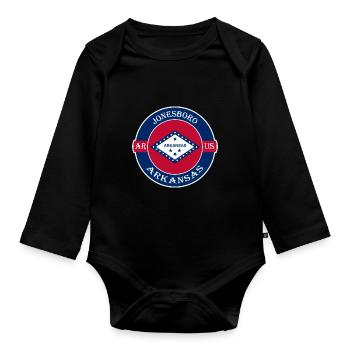Jonesboro Arkansas Flagge USA Reise Souvenir Abzeichen - Baby Bio-Langarm-Body - Schwarz - Vorne