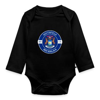Southfield Michigan Flagge USA Reise Souvenir Abzeichen - Baby Bio-Langarm-Body - Schwarz - Vorne