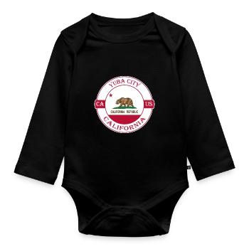 Yuba City California Flag USA Souvenir Badge - Organic Longsleeve Baby Bodysuit - black - Front