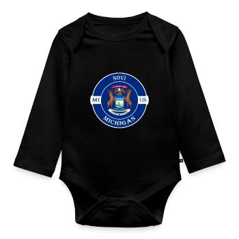 Novi Michigan Flagge USA Reise Souvenir Abzeichen - Baby Bio-Langarm-Body - Schwarz - Vorne