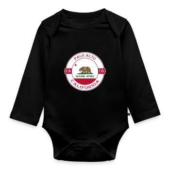 Palo Alto California Flagge USA Souvenir Abzeichen - Baby Bio-Langarm-Body - Schwarz - Vorne