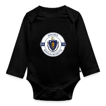 Malden Massachusetts Flag USA Souvenir Badge - Body Bébé bio manches longues - noir - Devant