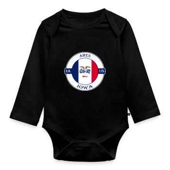 Ames Iowa Flagge USA Reise Souvenir Abzeichen - Baby Bio-Langarm-Body - Schwarz - Vorne