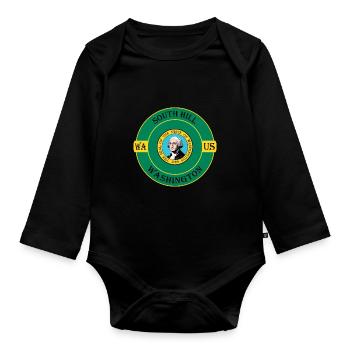 South Hill Washington Flag USA Souvenir Badge - Body Bébé bio manches longues - noir - Devant