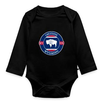 Cheyenne Wyoming Flagge USA Reise Souvenir Abzeichen - Baby Bio-Langarm-Body - Schwarz - Vorne