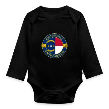 Huntersville North Carolina Flag USA Souvenir - Organic Longsleeve Baby Bodysuit - black - Front