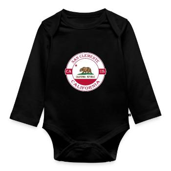 San Clemente California Flagge USA Souvenir Abzeichen - Baby Bio-Langarm-Body - Schwarz - Vorne