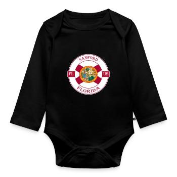 Sanford Florida Flag USA Travel Souvenir Badge - Organic Longsleeve Baby Bodysuit - black - Front