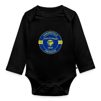 Springfield Oregon Flagge USA Reise Souvenir Abzeichen - Baby Bio-Langarm-Body - Schwarz - Vorne