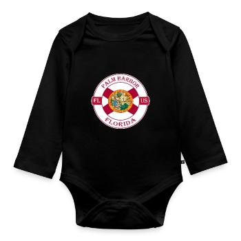 Palm Harbor Florida Flagge USA Reise Souvenir Abzeichen - Baby Bio-Langarm-Body - Schwarz - Vorne