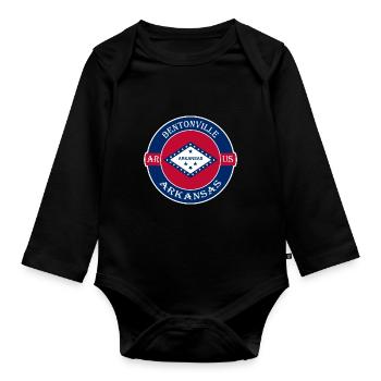 Bentonville Arkansas Flagge USA Souvenir Abzeichen - Baby Bio-Langarm-Body - Schwarz - Vorne