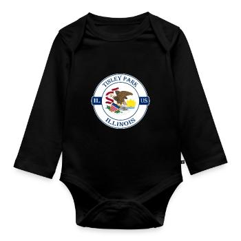 Tinley Park Illinois Flag USA Souvenir Badge - Organic Longsleeve Baby Bodysuit - black - Front