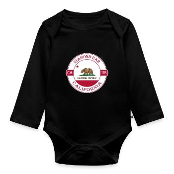 Diamond Bar California Flag USA Souvenir Badge - Organic Longsleeve Baby Bodysuit - black - Front