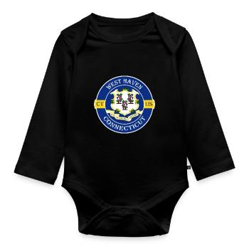 West Haven Connecticut Flag USA Souvenir Badge - Body Bébé bio manches longues - noir - Devant