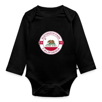 Huntington Park California Flag USA Souvenir - Body Bébé bio manches longues - noir - Devant