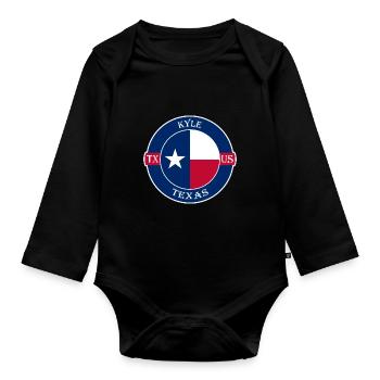 Kyle Texas Flag USA Travel Souvenir Badge - Organic Longsleeve Baby Bodysuit - black - Front