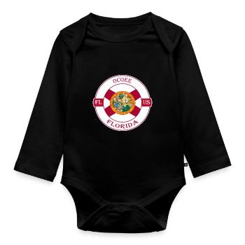 Ocoee Florida Flag USA Travel Souvenir Badge - Organic Longsleeve Baby Bodysuit - black - Front