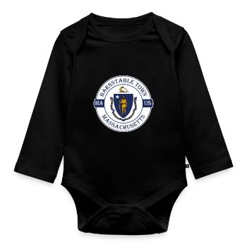 Barnstable Town Massachusetts Flagge USA Souvenir - Baby Bio-Langarm-Body - Schwarz - Vorne