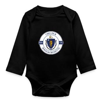 Chelsea Massachusetts Flagge USA Souvenir Abzeichen - Baby Bio-Langarm-Body - Schwarz - Vorne