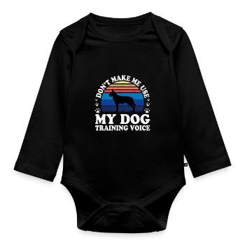 Berger Picard Hundeliebhaber Silhouette Vintage Sonnenuntergang - Baby Bio-Langarm-Body - Schwarz - Vorne