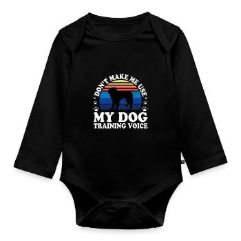 Bosnian Coarse Haired Hound Dog Silhouette Retro - Organic Longsleeve Baby Bodysuit - black - Front
