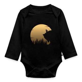 Biewer Yorkshire Terrier Moon Silhouette - Organic Longsleeve Baby Bodysuit - black - Front
