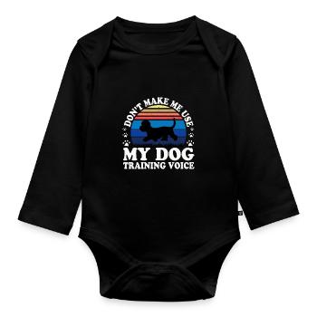 Dandie Dinmont Terrier Dog Silhouette Retro Sunset - Organic Longsleeve Baby Bodysuit - black - Front
