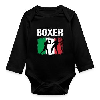 Boxen Italien Boxer - Baby Bio-Langarm-Body - Schwarz - Vorne