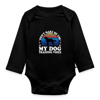 Hovawart Chien Lover Silhouette Vintage Sunset - Body Bébé bio manches longues - noir - Devant