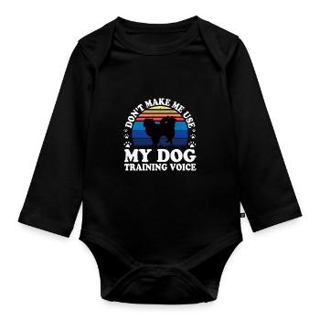 Japanisches Kinn Hundeliebhaber Silhouette Vintage Sonnenuntergang - Baby Bio-Langarm-Body - Schwarz - Vorne