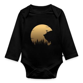 Galgo Espanol Dog Greyhound Moon Silhouette - Organic Longsleeve Baby Bodysuit - black - Front