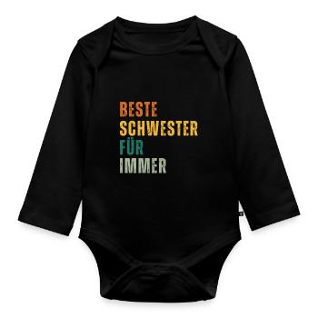 Lustiges Beste Schwestes T-Shirt Designs - Baby Bio-Langarm-Body - Schwarz - Vorne