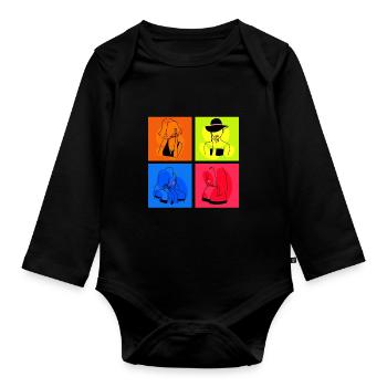 Minimalist Lineart Women Face Line Art - Organic Longsleeve Baby Bodysuit - black - Front