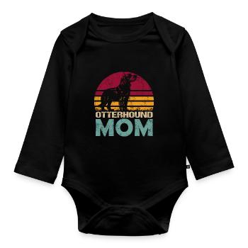 Otterhound Otter Chien Maman Maîtresse Vintage - Body Bébé bio manches longues - noir - Devant