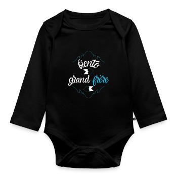 Bientot Grand frère - Body Bébé bio manches longues - noir - Devant