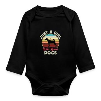 Fox Terrier Smooth Dog Silhouette Retro Sunset - Body Bébé bio manches longues - noir - Devant