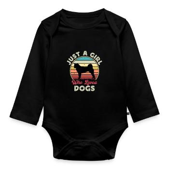 Hokkaido Ken Dog Lover Silhouette Vintage Sunset - Body Bébé bio manches longues - noir - Devant