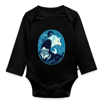 Wölfe - Baby Bio-Langarm-Body - Schwarz - Vorne