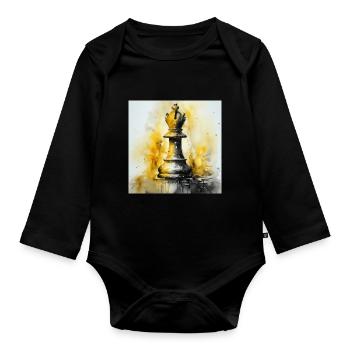 Yellow Chess Bishop - Organic Longsleeve Baby Bodysuit - black - Front