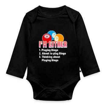 Iam 1. Playing Bingo 2.About to play Bingo 3. - Baby Bio-Langarm-Body - Schwarz - Vorne