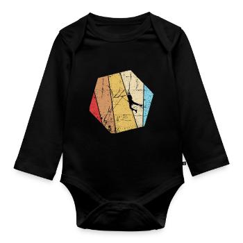 Rochers d’escalade vintage - Body Bébé bio manches longues - noir - Devant