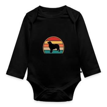 Berner Laufhund Dog Love Silhouette Vintage Sunset - Organic Longsleeve Baby Bodysuit - black - Front