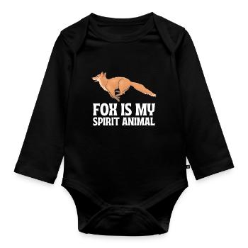 Fox Is My Spirit Animal - Organic Longsleeve Baby Bodysuit - black - Front