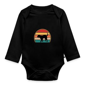 Griffon Nivernais Dog Love Silhouette Retro Sunset - Organic Longsleeve Baby Bodysuit - black - Front