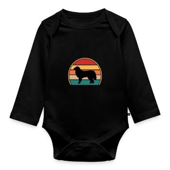 Great Pyrénées Dog Lover Silhouette Vintage Sunset - Body Bébé bio manches longues - noir - Devant