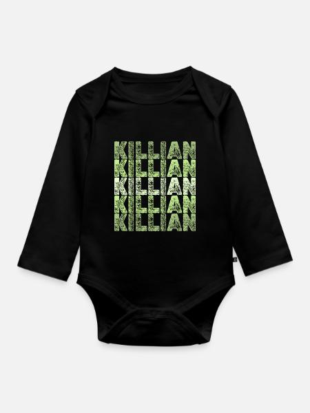 Geburtsname für Killian Killian Vorname - Baby Bio-Langarm-Body - Schwarz