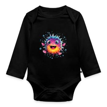 Puffer Fish - Organic Longsleeve Baby Bodysuit - black - Front