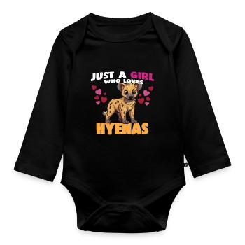 Just a Girl who Loves Hyenas - Baby Bio-Langarm-Body - Schwarz - Vorne