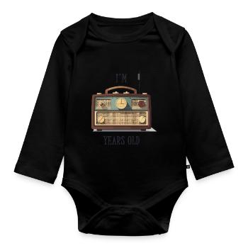 I'm -- years old - Organic Longsleeve Baby Bodysuit - black - Front