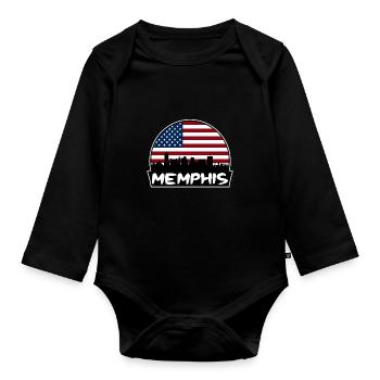 Memphis Tennessee États-Unis Flag Skyline Silhouette - Body Bébé bio manches longues - noir - Devant